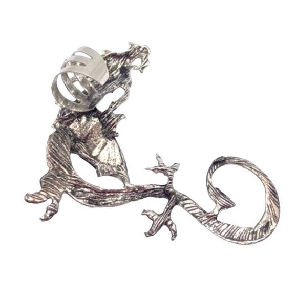 New Unisex Antique Silver dragon ear cuff climber - Picture 3 of 3